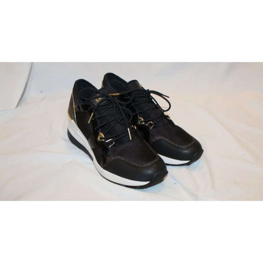 Michael Kors Women's Raina Lace-Up Athletic Shoes Trainer Logo Black NIB SZ 9